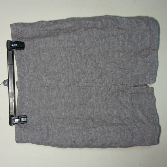 Christopher & Banks 100% Linen Skirt Gray w/ Button Pockets Size 14 - Picture 3 of 6